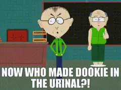 Mr. Garrison asks who made dookie in the urinal