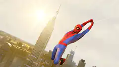 Spider-Man swinging over city
