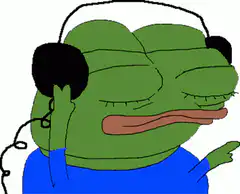 Pepe listening to music