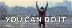 Person raising arms with You Can Do It text