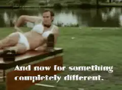 Man in bikini smoking on a bench