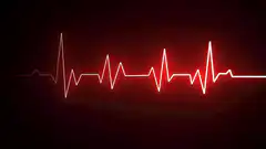 Red glowing heart monitor line