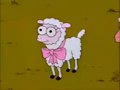 Sheep with pink bow and glasses