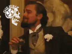 Leonardo DiCaprio drinking and looking sad