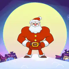 Muscular Santa Claus flexing