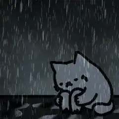 Sad cat sitting in the rain