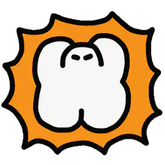 White cartoon butt in orange burst