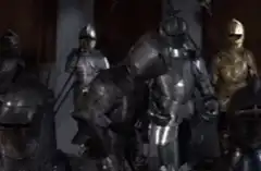 Knights in armor dancing