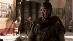 Roman soldier turns and walks away