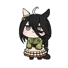 Chibi girl with black hair and green outfit