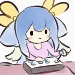 chibi angel playing arcade game