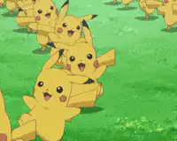 Pikachu marching in a line