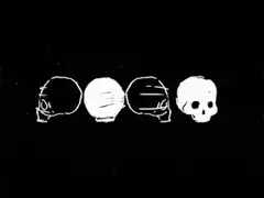 Four skulls rotating in a row
