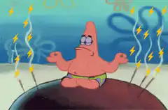 Patrick Star meditating with acupuncture