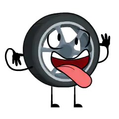 Cartoon tire character waving
