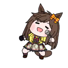 Chibi horse girl singing with microphone
