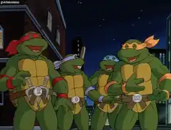 Teenage Mutant Ninja Turtles laughing together