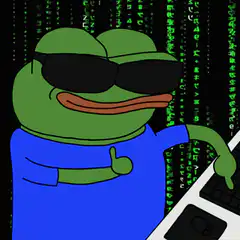 Pepe the Frog typing Matrix code