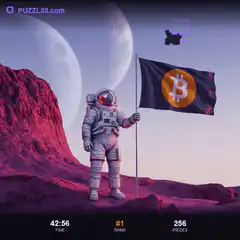 Astronaut planting Bitcoin flag on moon