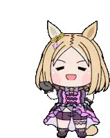 chibi horse girl holding a cup