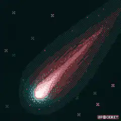 pixel art comet flying through space
