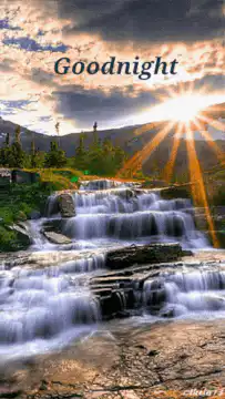 Goodnight waterfall sunset