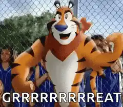 Tiger mascot flexing and cheering