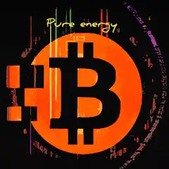 Bitcoin logo with pure energy lightning