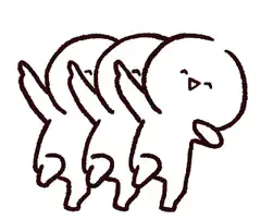 dancing line of cartoon characters