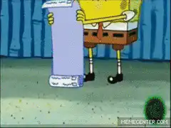 SpongeBob reads a long list