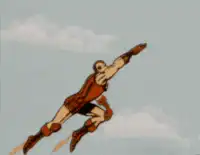 Man flying into a rocket
