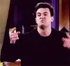 Chandler shrugs and gestures