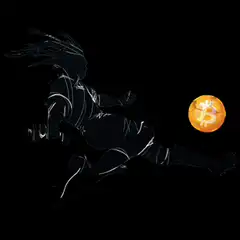 Bitcoin soccer player silhouette