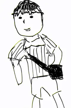 child drawing with a bag