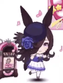 Chibi horse girl dancing with music notes