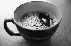 steaming cup of coffee
