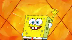 SpongeBob SquarePants waving excitedly