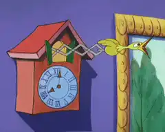 Cuckoo bird pops out of clock