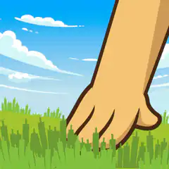 Cartoon hand scratching grass