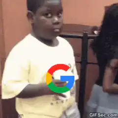 Confused Kid with Google Logo
