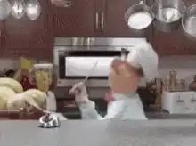 Chef hits bell and falls over