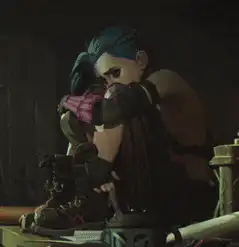 Jinx sitting with her boots