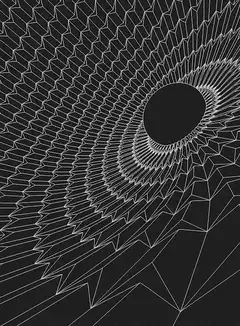 black and white geometric spiral pattern