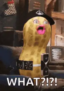 Shocked peanut mascot WHAT
