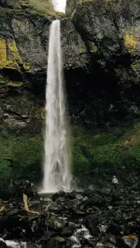 waterfall in rocky cliff