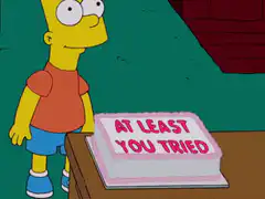 Bart Simpson throws away cake