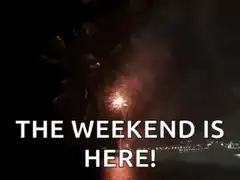 Fireworks over water with text