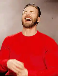 Chris Evans laughing hysterically