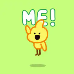 Yellow cartoon character pointing at ME!