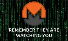 Monero logo with matrix background